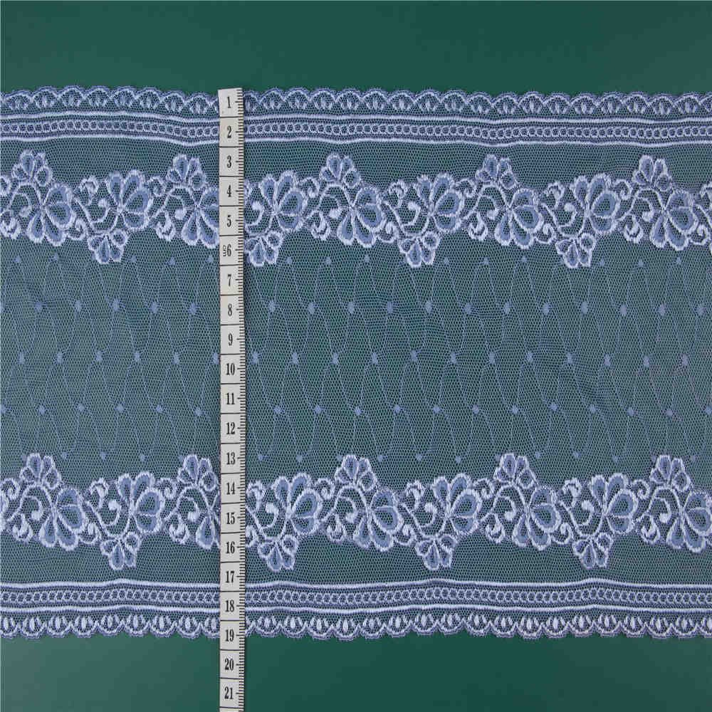 K2041 20CM Nylon Spandex Elastic Large Embroidered Lace Trim for Elegant Wedding Dresses and Clothing