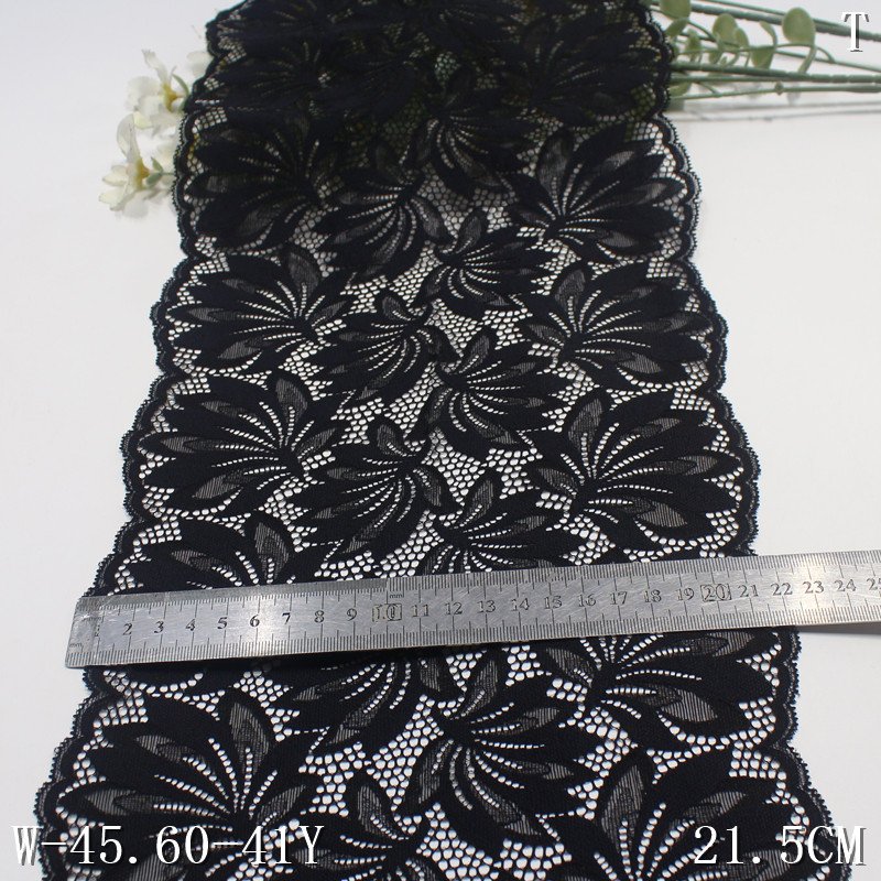 22cm wide black mesh Stretch elastic Lace trim for Underwear Lingerie Fashion Textile Lace Fabric Material