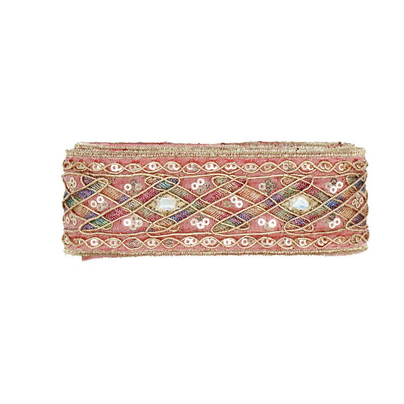 New Product Pastel Color Vintage Embroidery Sequins Lace Ribbon Boho Lace Trim