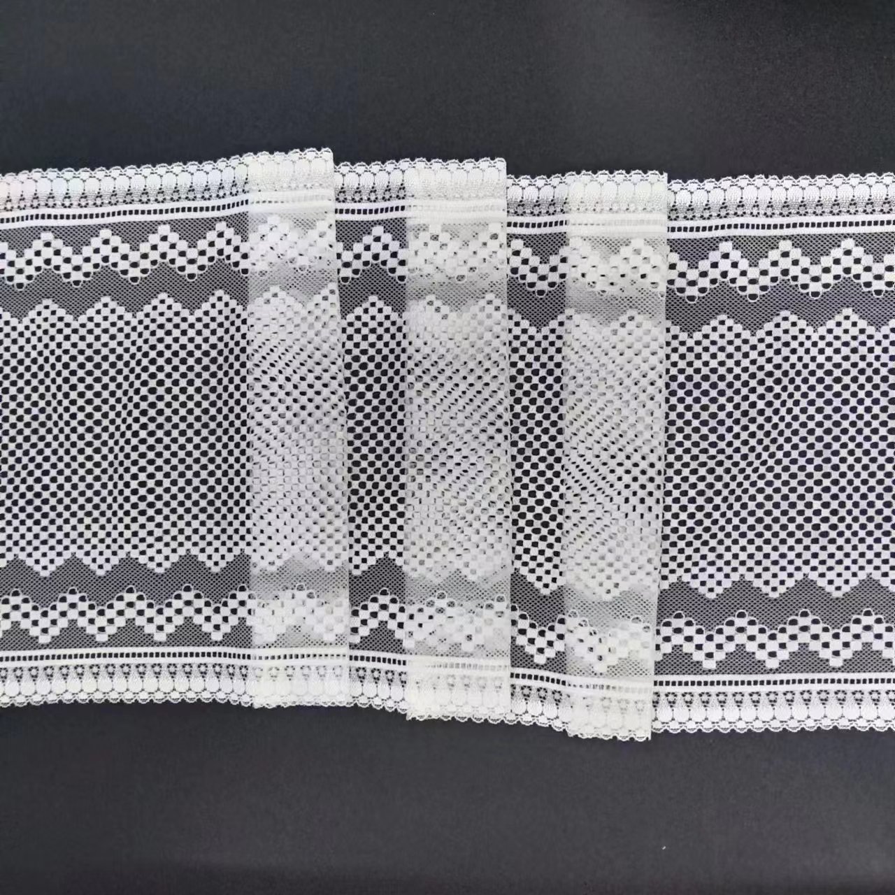 White Vintage Flower Border Lace Trim Voile Nylon Spandex Fabric for Bralette Bras Vintage Lace Fabrics
