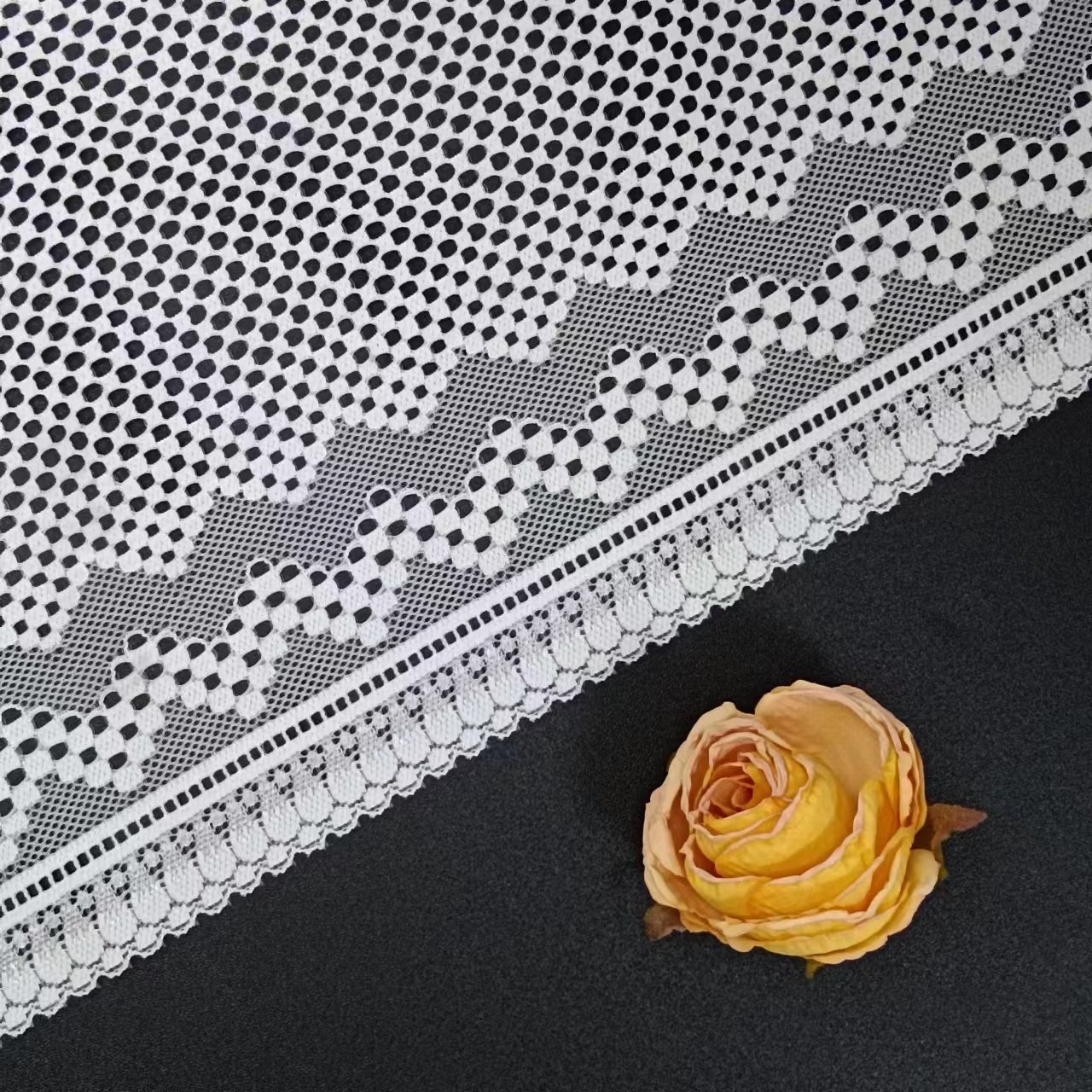 White Vintage Flower Border Lace Trim Voile Nylon Spandex Fabric for Bralette Bras Vintage Lace Fabrics