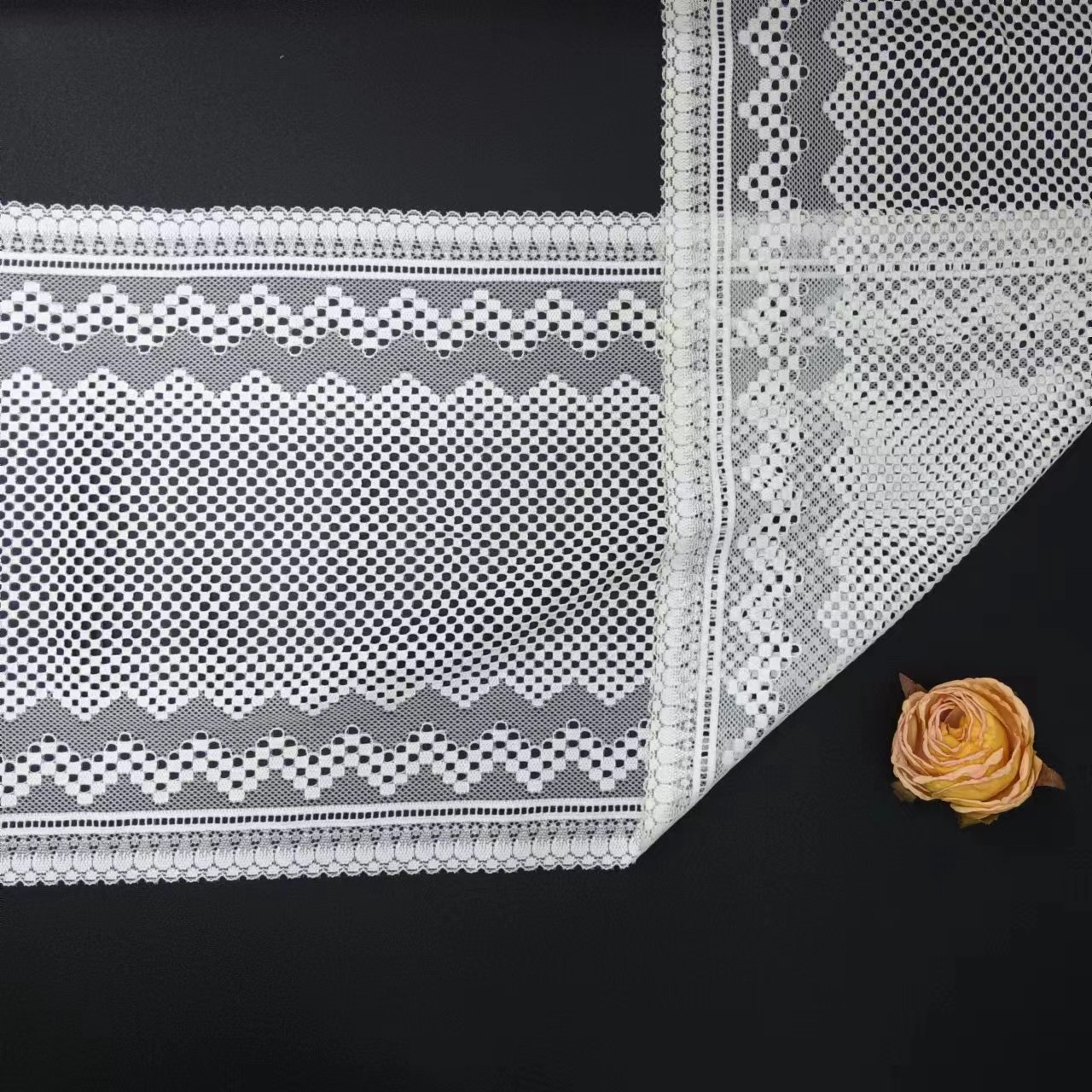 White Vintage Flower Border Lace Trim Voile Nylon Spandex Fabric for Bralette Bras Vintage Lace Fabrics