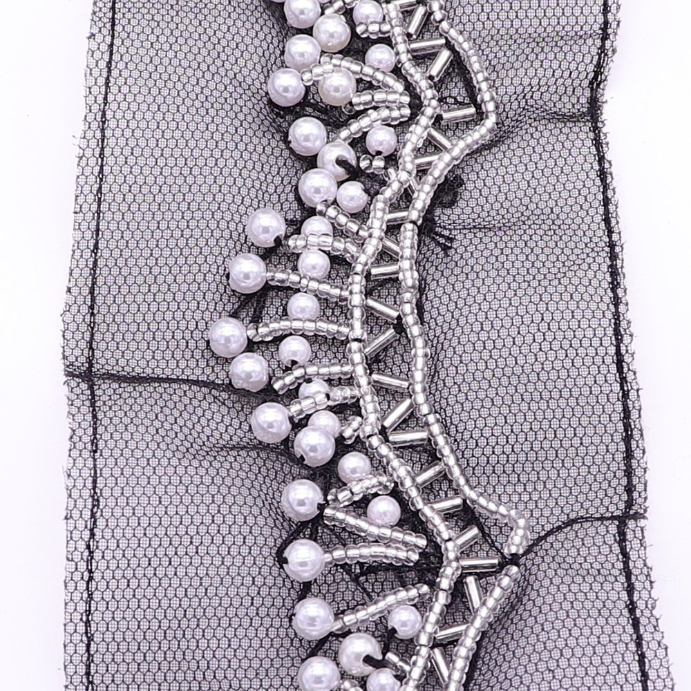 Custom High Quality Fashionable Plastic Bridal Pearl Ribbon Lace Trim Tubes Beaded Lace Trims