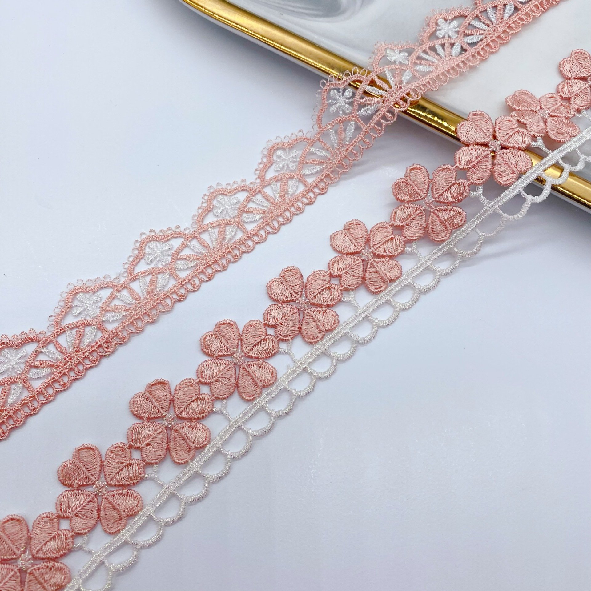 Pink lace embroidery dual color single sided semi-circular Lolita clavicle chain jewelry water-soluble Lace trim