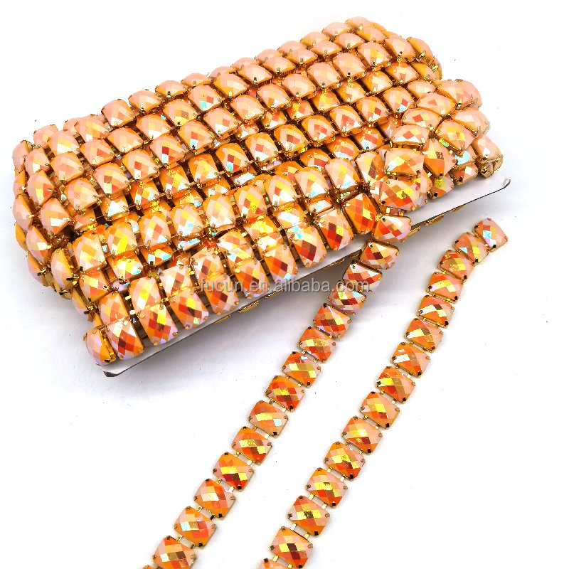 Wholesale Bulk Cheap Price Style Embellishments Sew-on Crystal Chain Rhinestone Trims for Carnival Shoes Garments Crafts