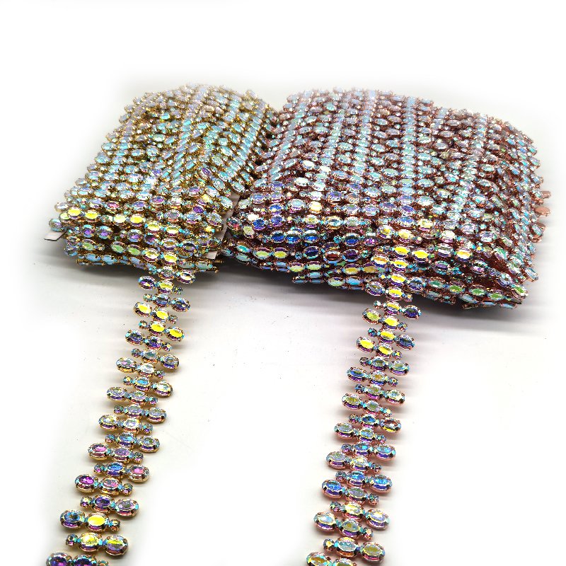 Wholesale Bulk Cheap Price Style Embellishments Sew-on Crystal Chain Rhinestone Trims for Carnival Shoes Garments Crafts