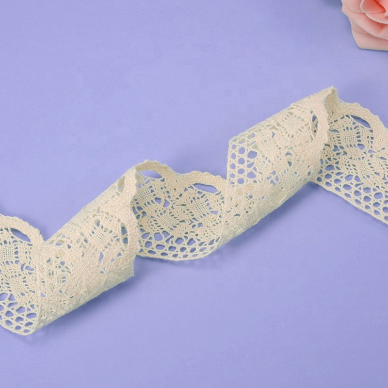 2023 New Crocheted Beige / White /Black Cotton Lace Crochet Ribbon Lace Trim For Baby And Kid Clothes