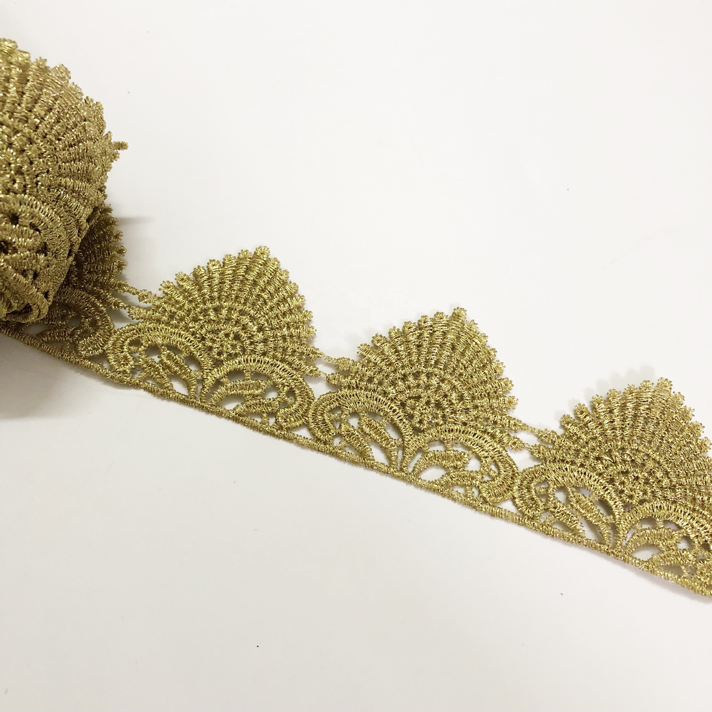 5CM Luxury gold embroidered border guipure lace fabric trim LT2654B