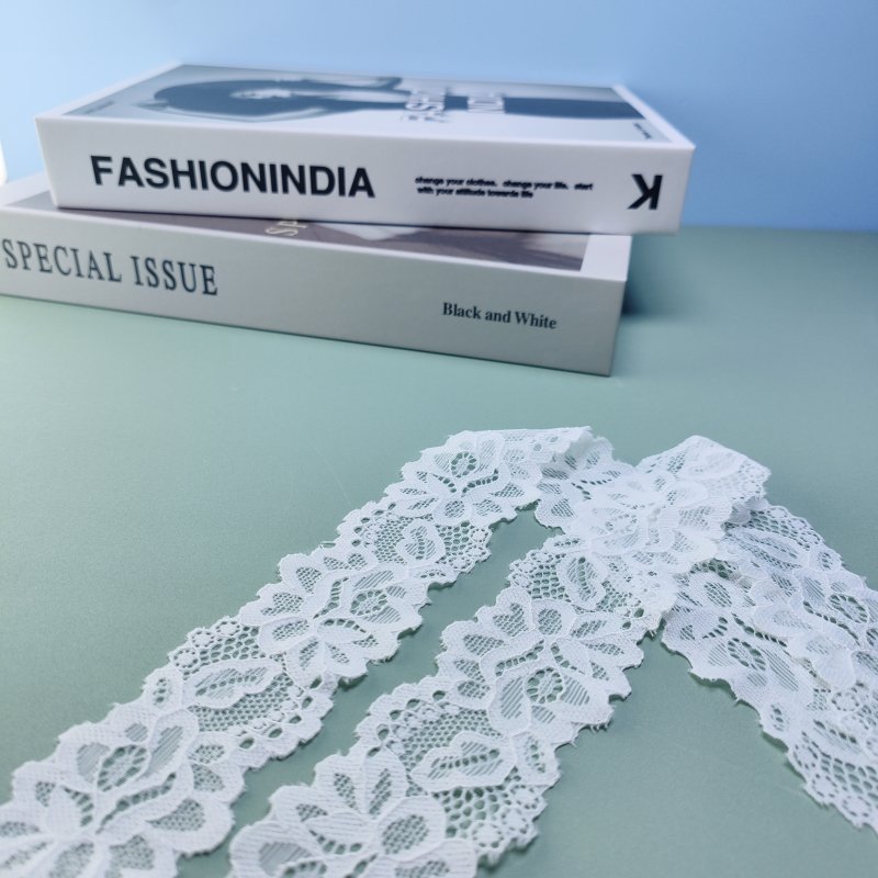 Wholesale Decorative Elastic Band Edging Stretch Trim Wide Knitted Nylon Lace Edge