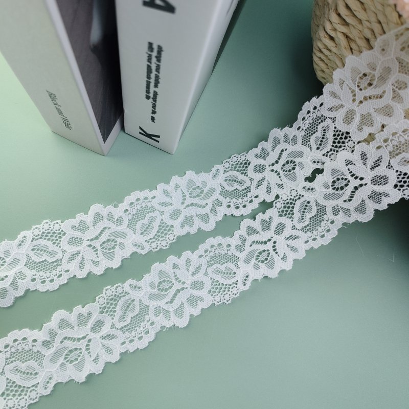 Wholesale Decorative Elastic Band Edging Stretch Trim Wide Knitted Nylon Lace Edge