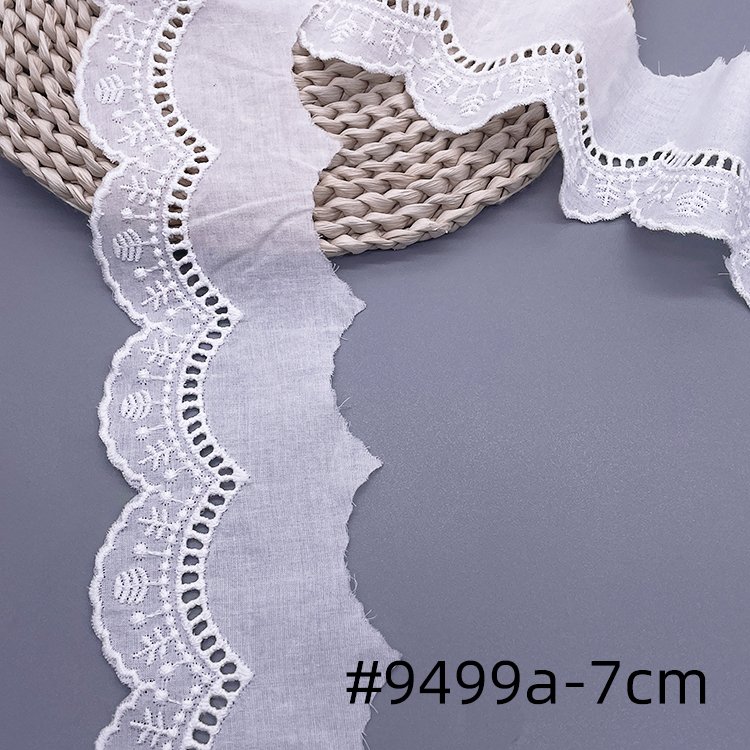China wholesale embroidered fabric cotton trim white embroidered lace trimming