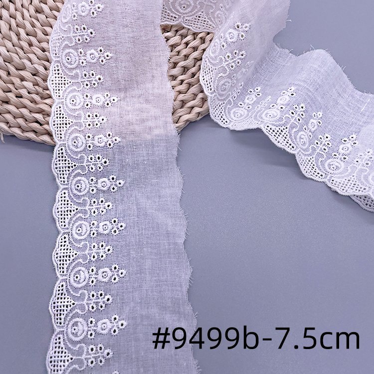 China wholesale embroidered fabric cotton trim white embroidered lace trimming