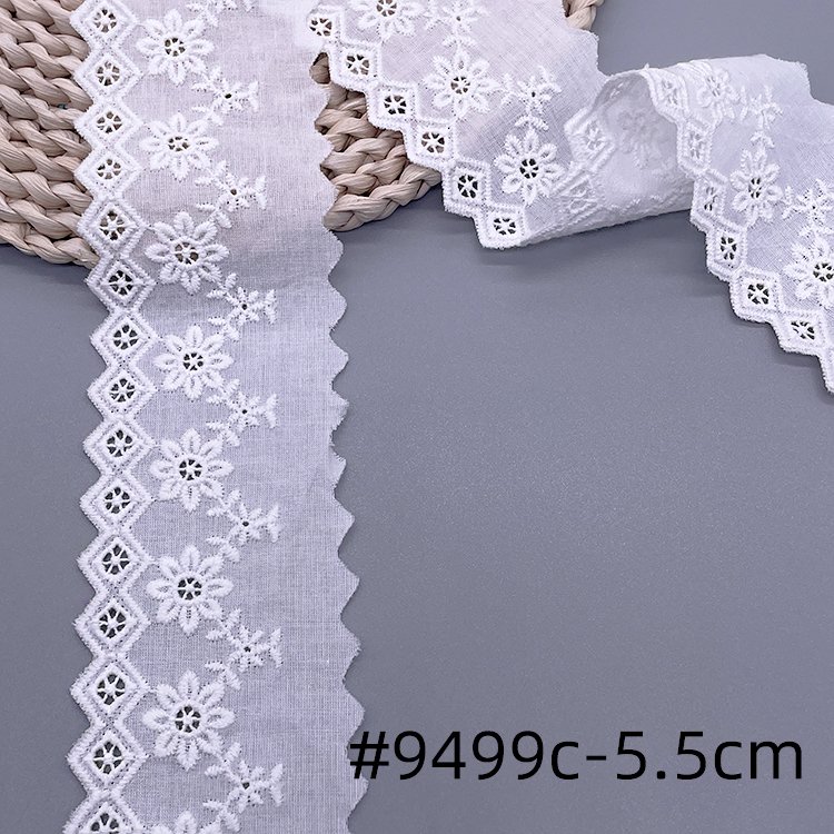 China wholesale embroidered fabric cotton trim white embroidered lace trimming