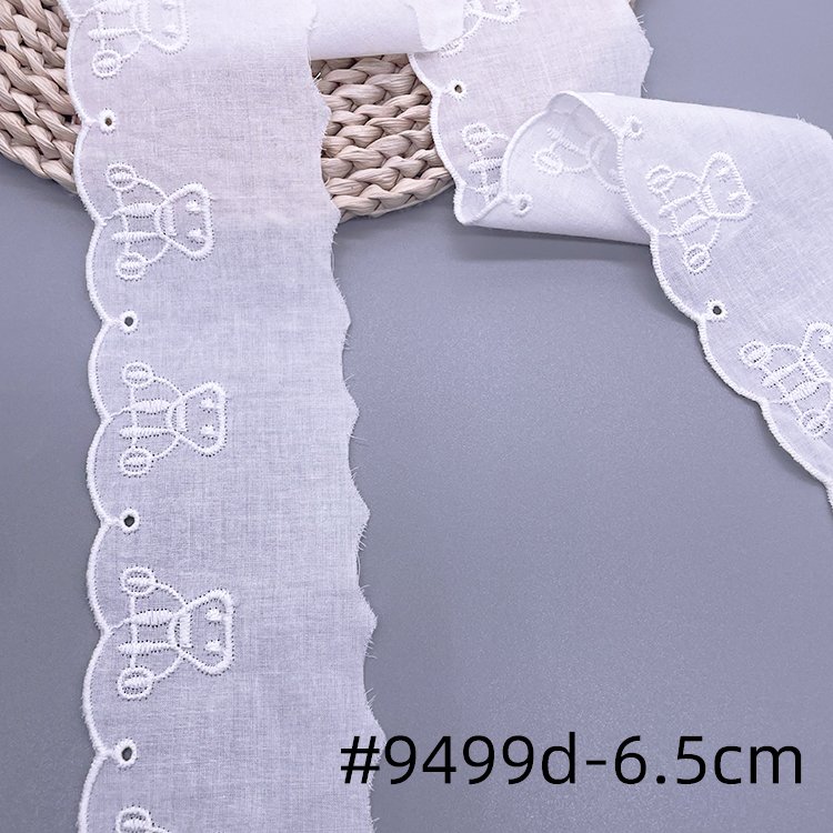 China wholesale embroidered fabric cotton trim white embroidered lace trimming