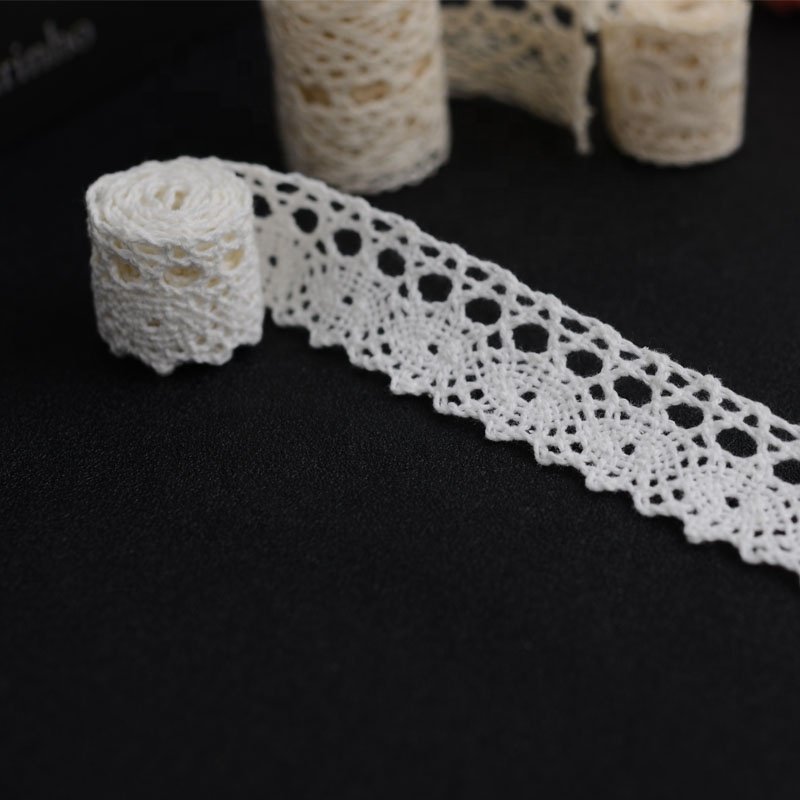 2023 High Quality White Cotton Embroidered 3cm Elastic Lace Trimming Lace Fabric Edge Brim Trim Ribbons & Tape