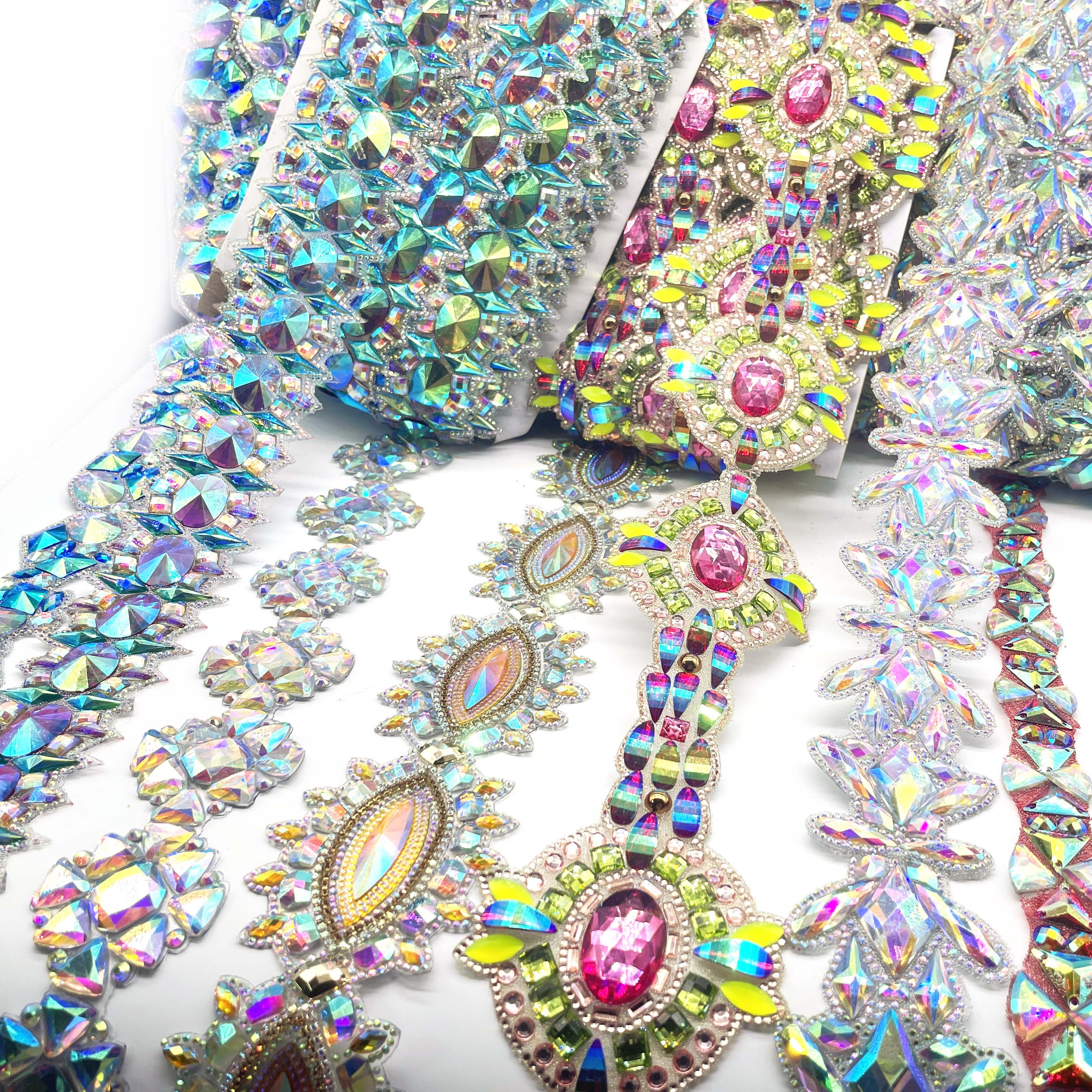 Customized Carnival Couture Iron Rhinestone Trimming Charming Resin Applique Trim Garments Bags Dresses Bead Decoration-Toronto