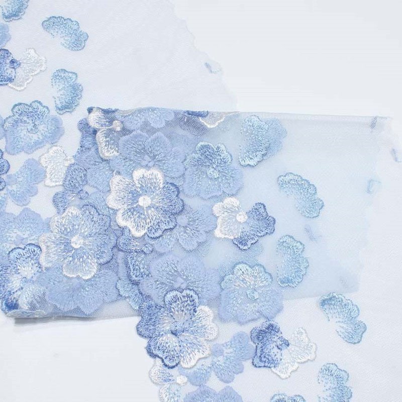 simple embroidery lace trim 3D flower clothing design curtain accessories 18.5cm mesh lace
