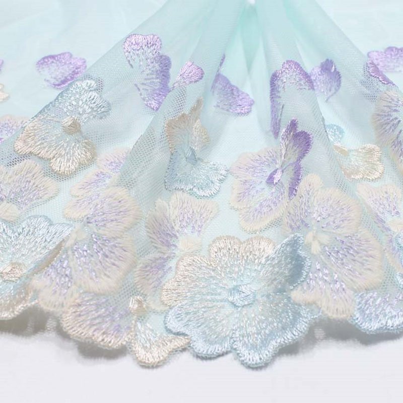 simple embroidery lace trim 3D flower clothing design curtain accessories 18.5cm mesh lace