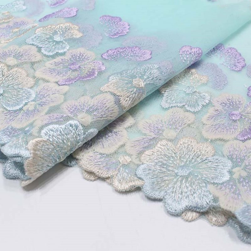 simple embroidery lace trim 3D flower clothing design curtain accessories 18.5cm mesh lace