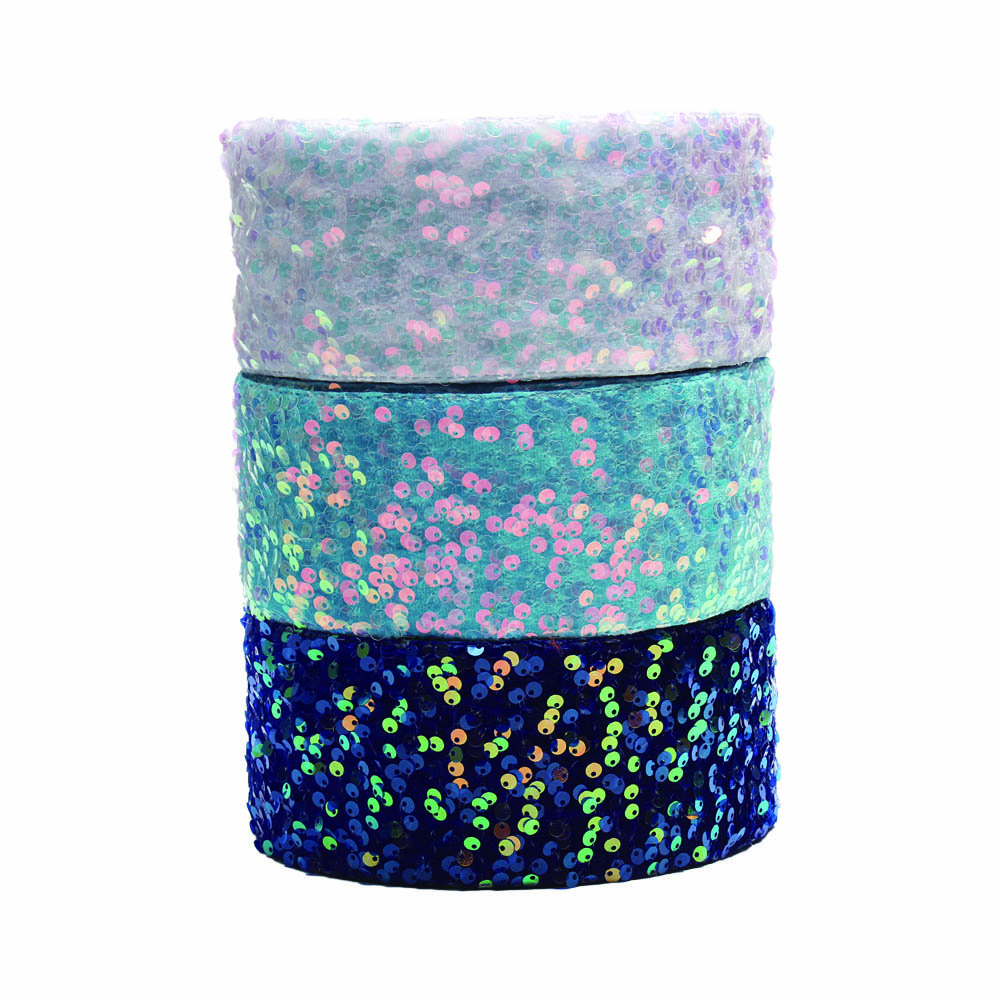 Wholesale Luxury 20 Yards 3Inch Glitter Sequin Trimmings Ribbon For hair band Dresses