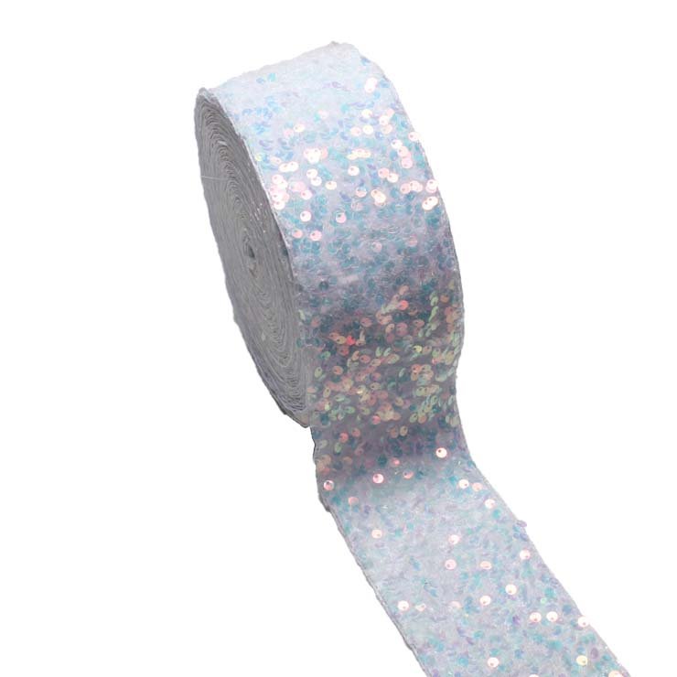 Wholesale Luxury 20 Yards 3Inch Glitter Sequin Trimmings Ribbon For hair band Dresses