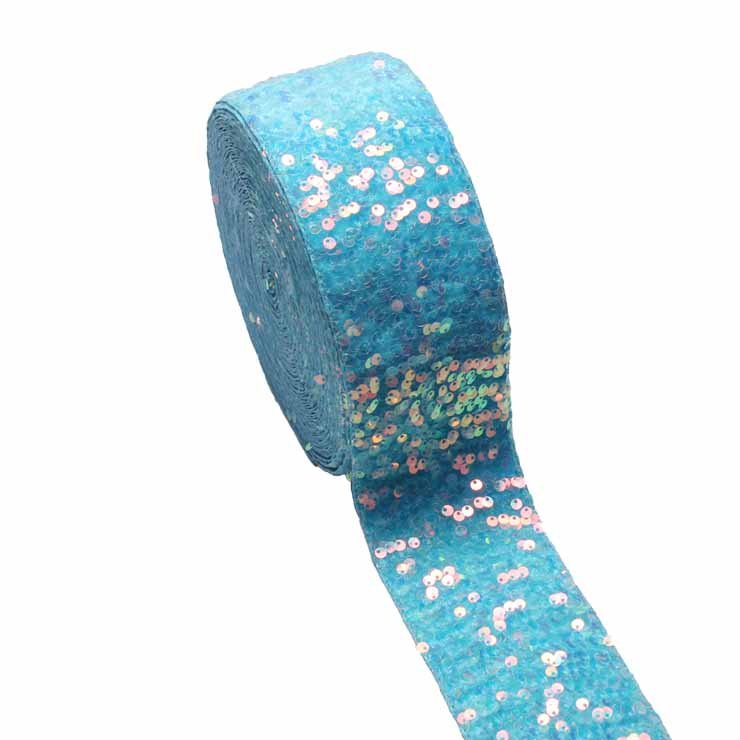 Wholesale Luxury 20 Yards 3Inch Glitter Sequin Trimmings Ribbon For hair band Dresses