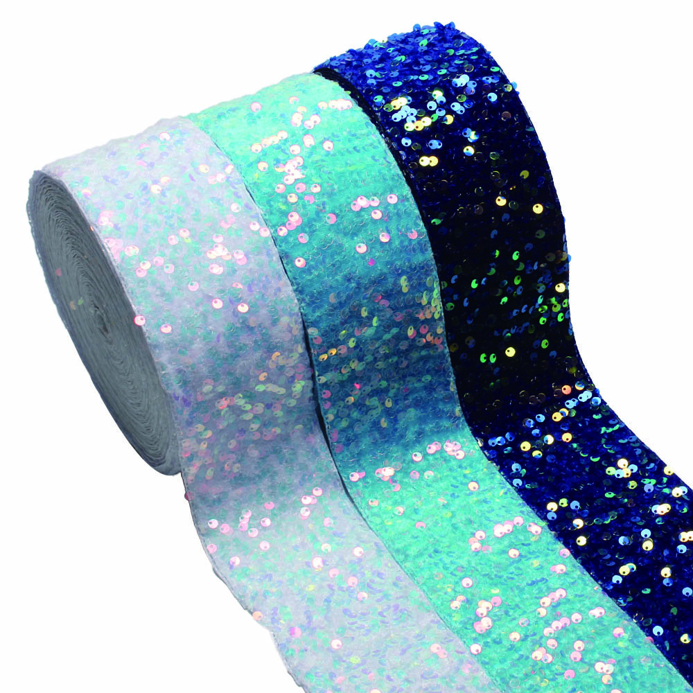 Wholesale Luxury 20 Yards 3Inch Glitter Sequin Trimmings Ribbon For hair band Dresses