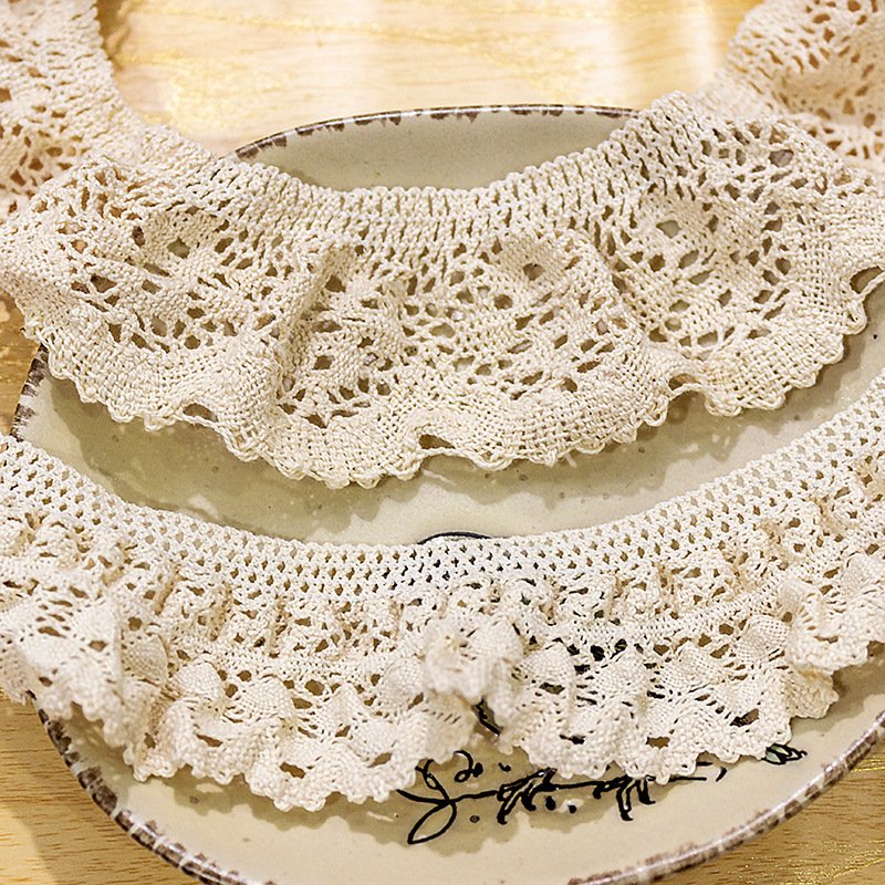 cotton knitted trimming fringe lace webbing elastic garment Cotton Ruffled Stretch Lace Fabric Elastic Lace Trim Bridal Dress