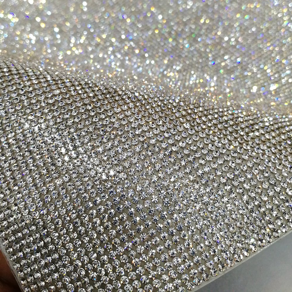 Wholesale shiny Rhinestones Tape Hot fix Crystal bling glass rhinestones diamond trim for garment decoration strip sheet