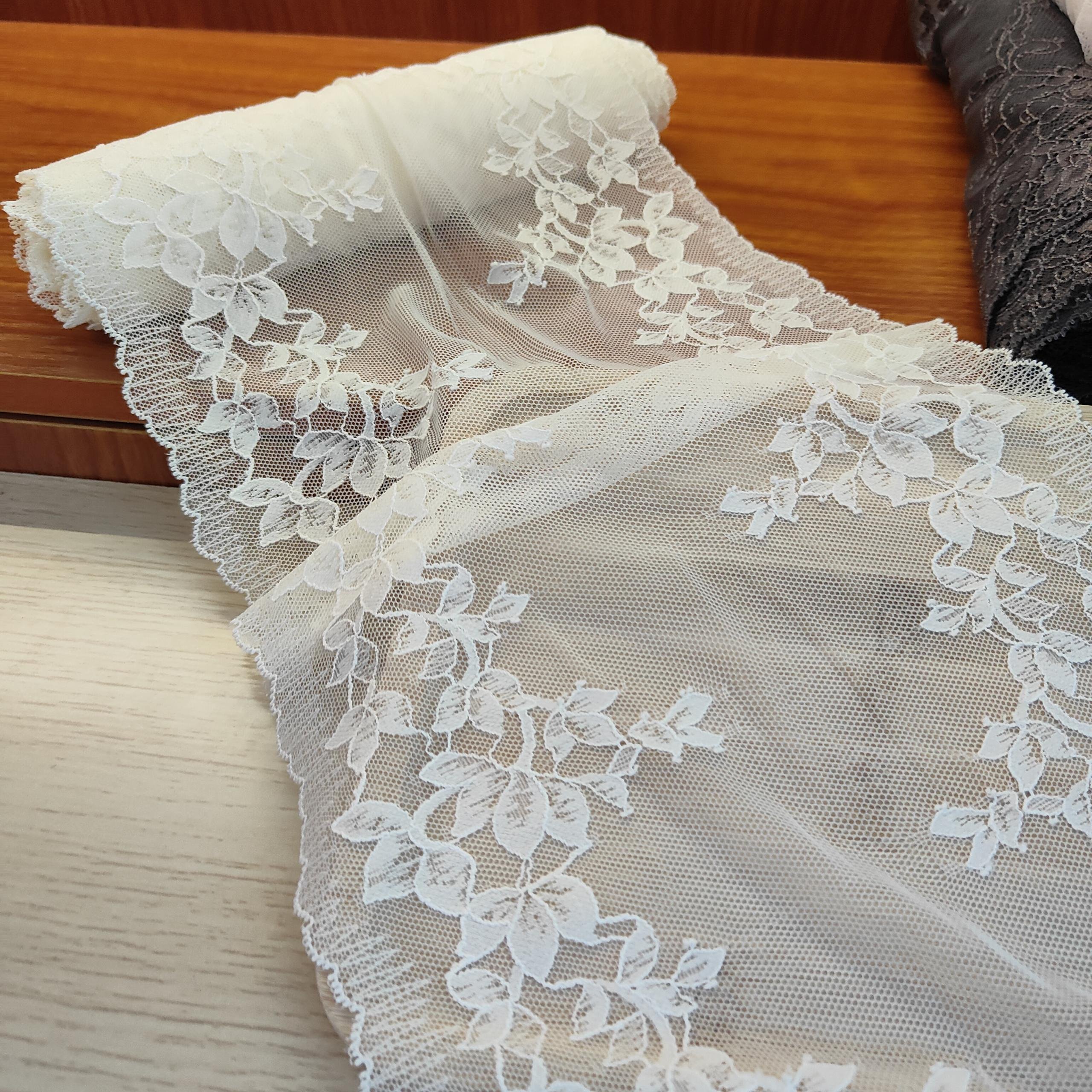 TIANA11 23cm Stretch Elastic Lace Trim,Floral Lace Fabric Elastic Lace Ribbons for Crafts and Gift Wrapping Decorating