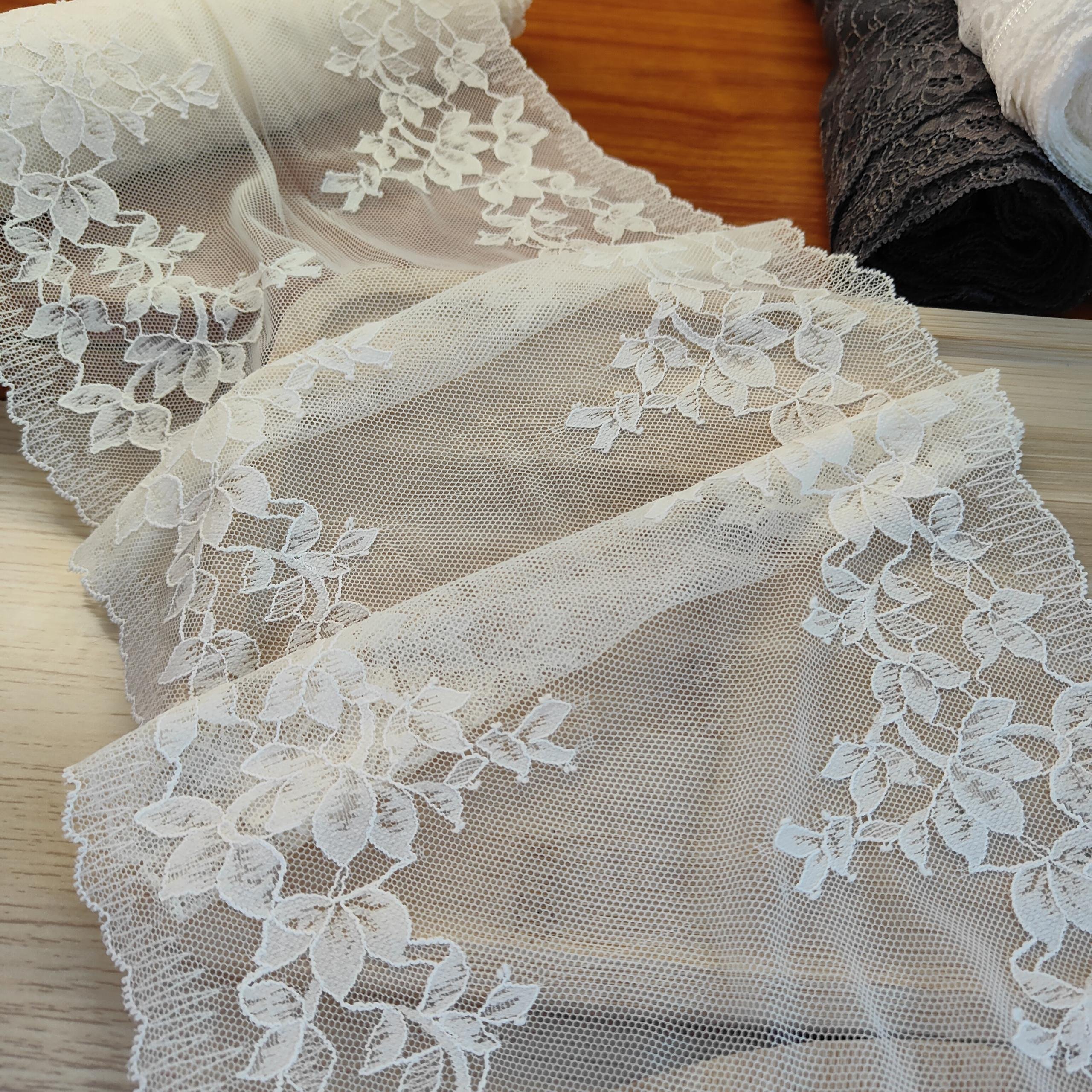TIANA11 23cm Stretch Elastic Lace Trim,Floral Lace Fabric Elastic Lace Ribbons for Crafts and Gift Wrapping Decorating