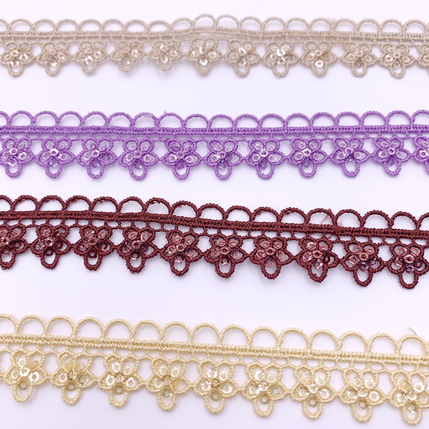 High Quality Colors Shiny Polyester Lace New Style Water Soluble Chemical Border Gpo Guipure Lace Trim