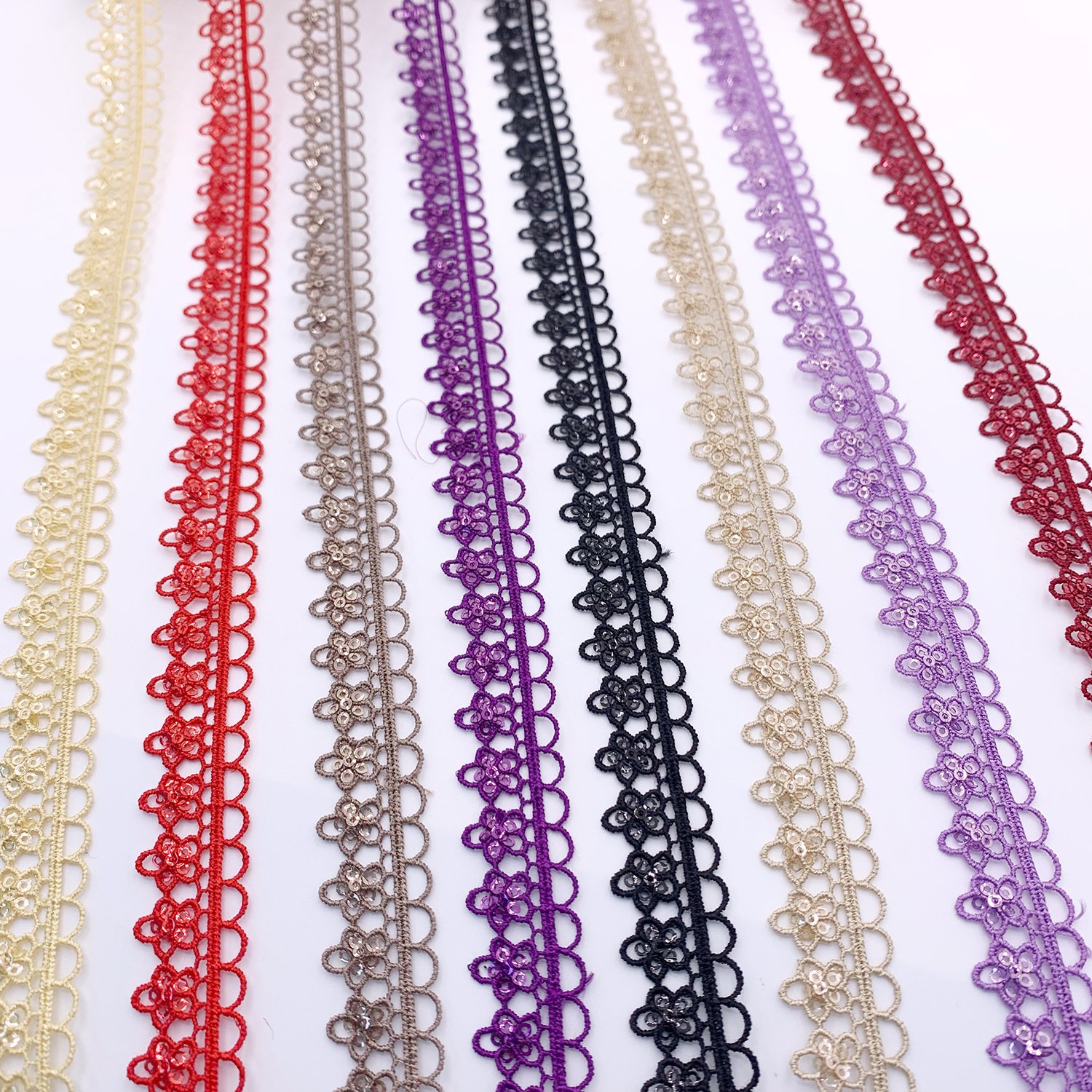 High Quality Colors Shiny Polyester Lace New Style Water Soluble Chemical Border Gpo Guipure Lace Trim