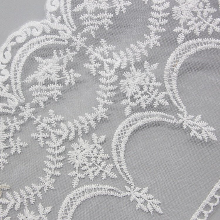 High Quality Mesh Lace Milk Silk Polyester Lace Trim Embroidery White Lace Trim For Wedding Decoration