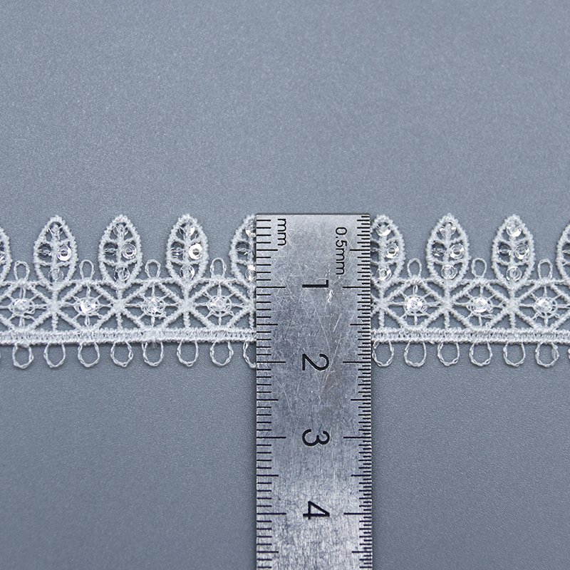 custom designer sequin star pattern water soluble lace trim 100% polyester white lace for garment