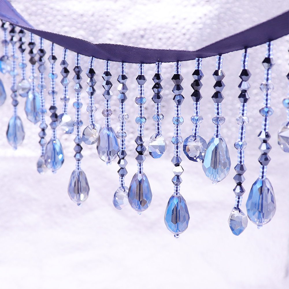 New Trending Best Designer Lace Trim Tassel Fringe Hand Sewing Shiny Blue Crystal Beaded Lace Trims