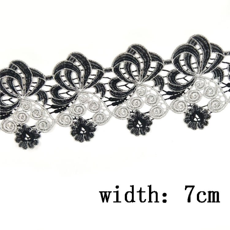 Wholesale fashionable and elegant sew embroidery hollow guipure lace trim for clothing dress Islamic veil decoration JB71