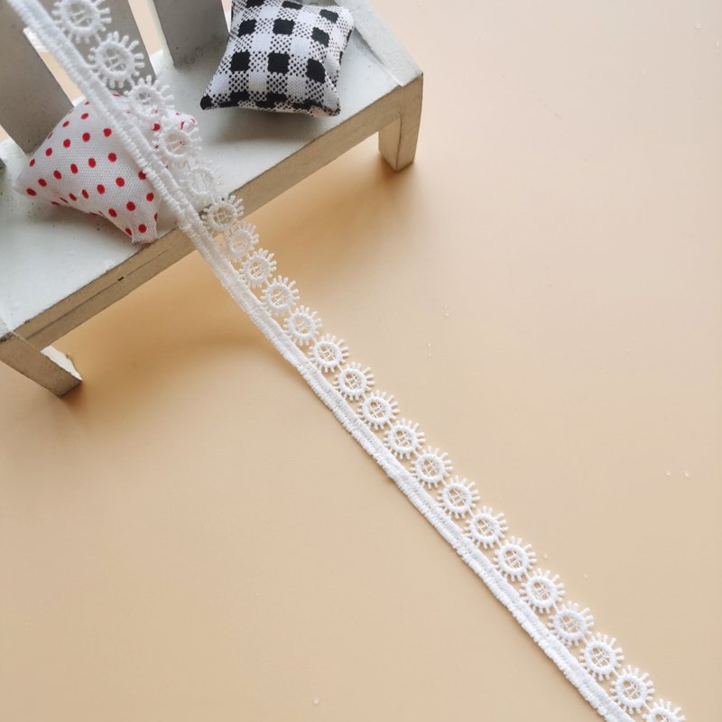 Manufacturer Custom White Lace Trimming Embroidery Polyester 1.6cm Width Black Embroidery Lace Trim For Children's Dress