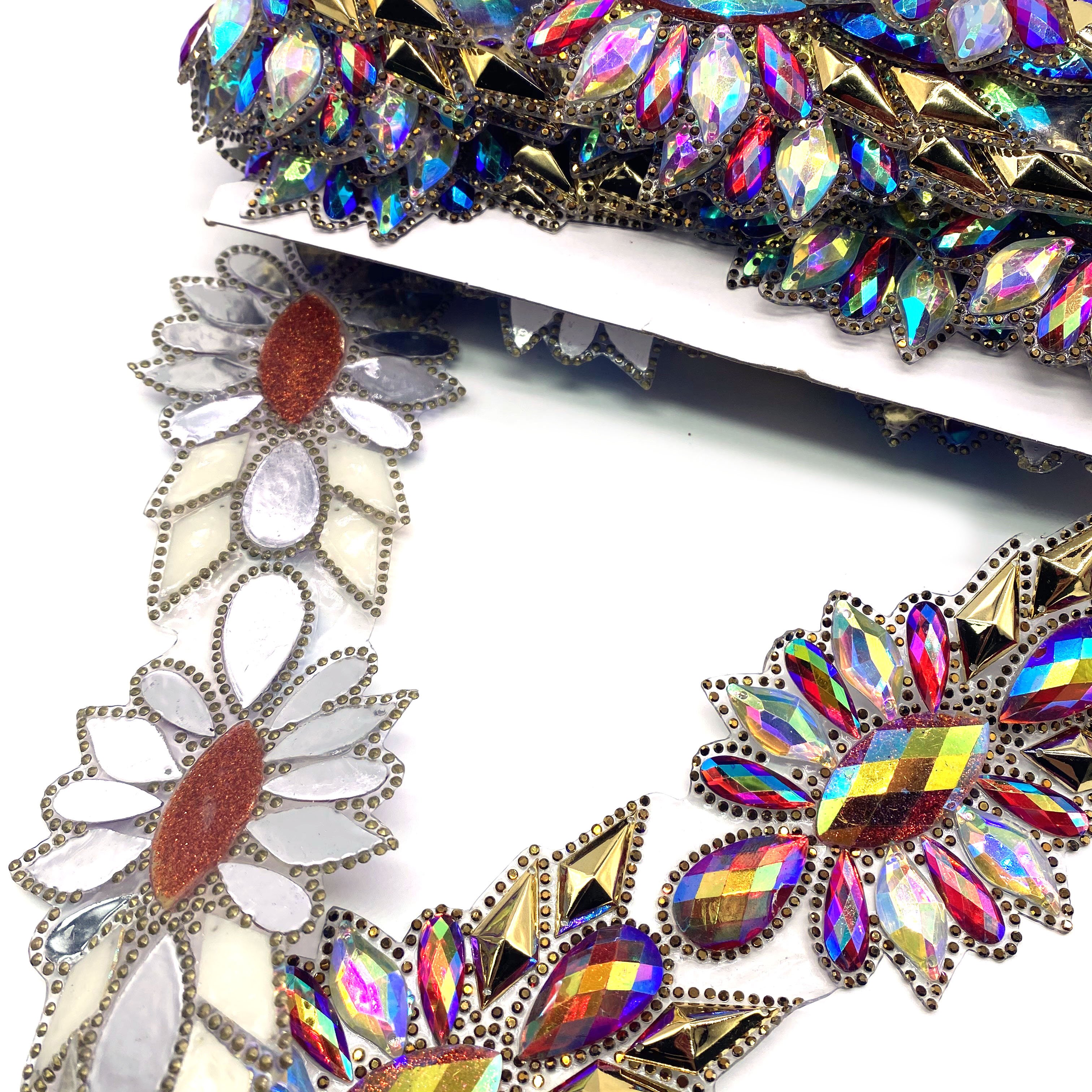 Custom iron on appliques trims carnival rhinestone resin trimmings for Islands samba eastern Caribbean Carnival