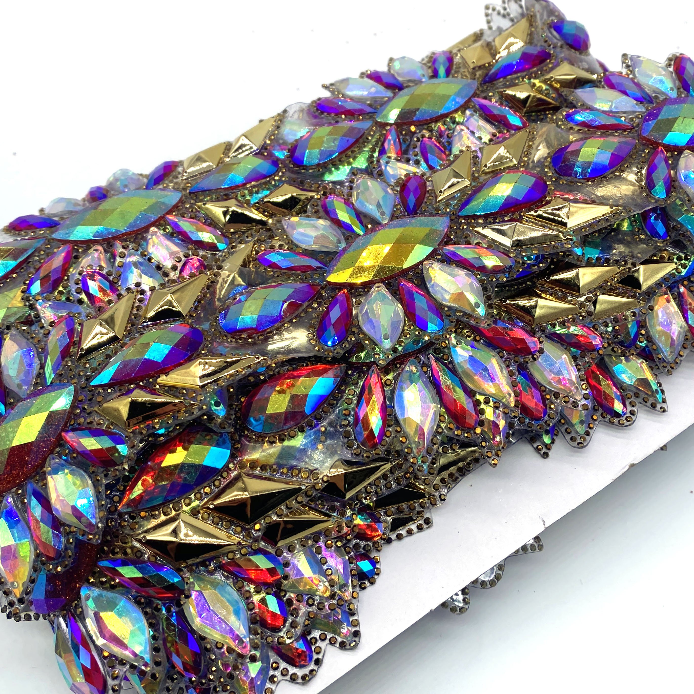 Custom iron on appliques trims carnival rhinestone resin trimmings for Islands samba eastern Caribbean Carnival
