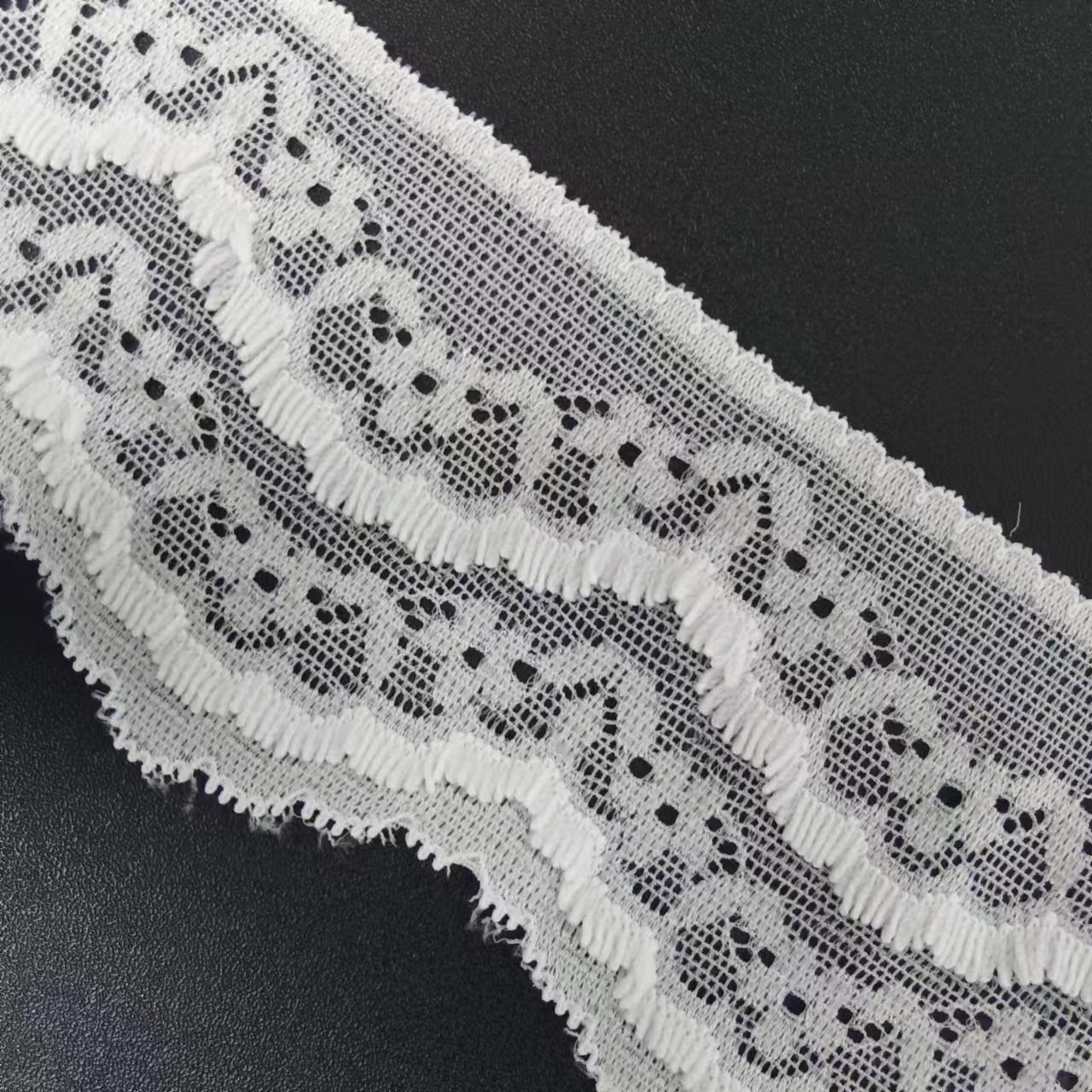 Custom White Voile Nylon Spandex Lace Fabric Breathable Stretch Lace Trim for Bra Material