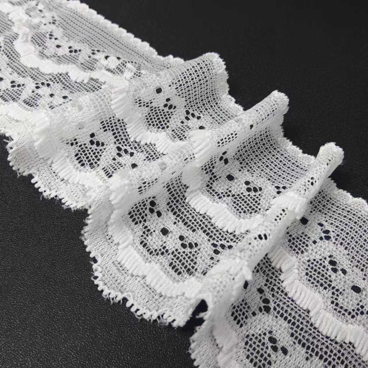 Custom White Voile Nylon Spandex Lace Fabric Breathable Stretch Lace Trim for Bra Material