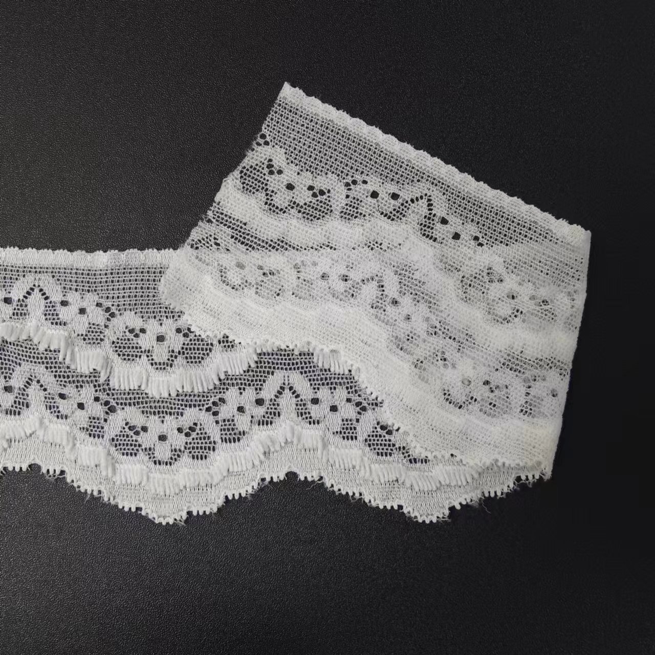 Custom White Voile Nylon Spandex Lace Fabric Breathable Stretch Lace Trim for Bra Material