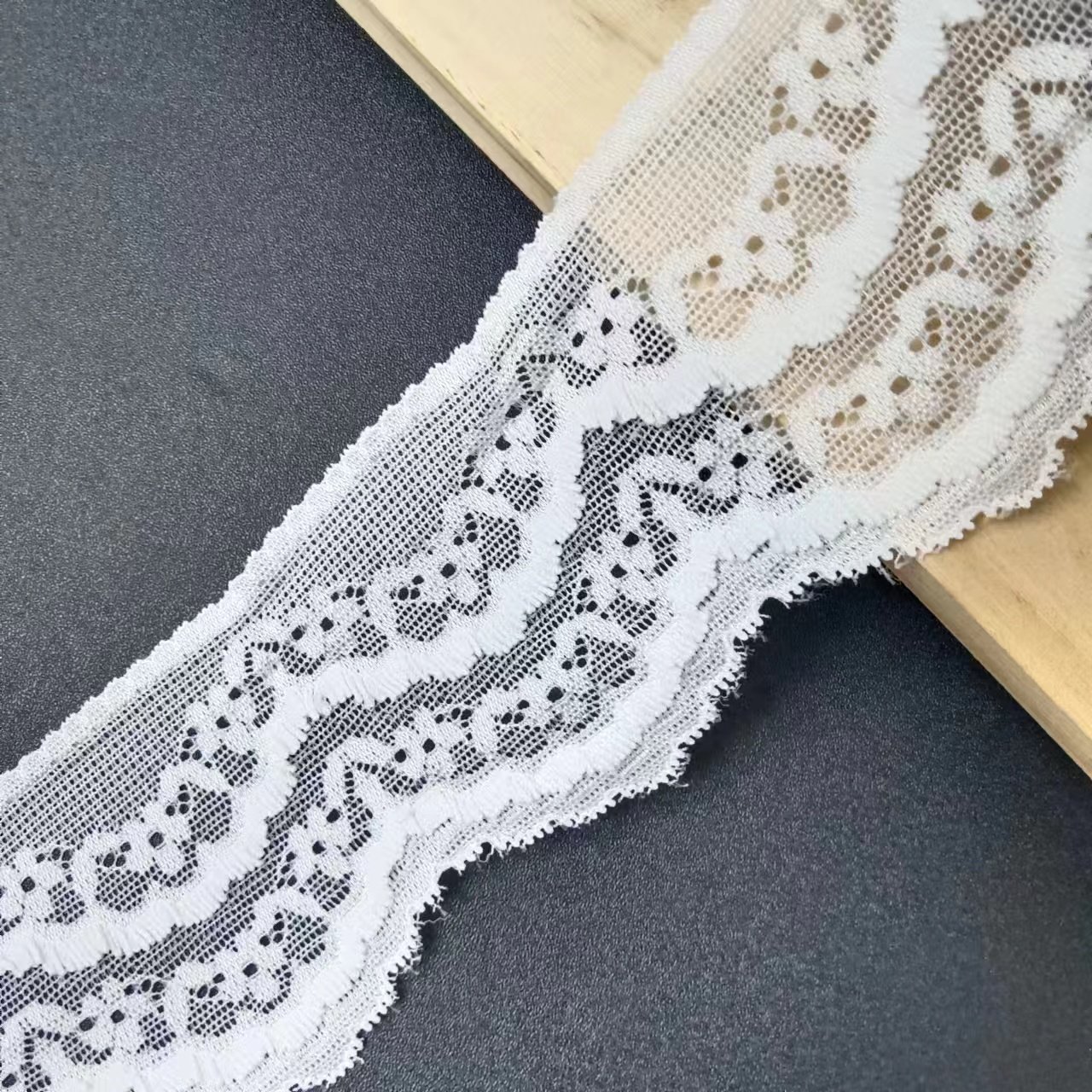 Custom White Voile Nylon Spandex Lace Fabric Breathable Stretch Lace Trim for Bra Material