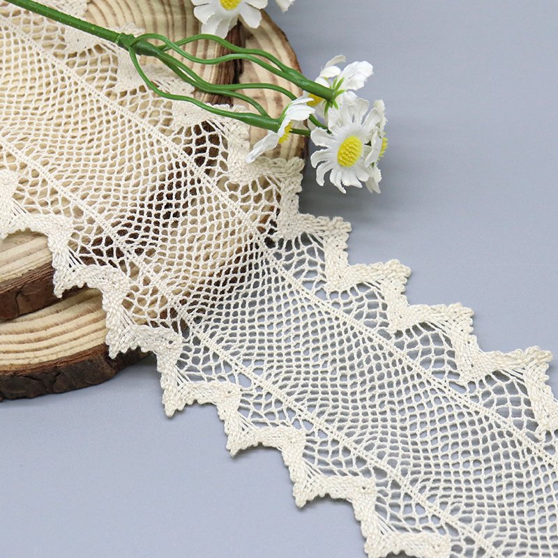 decoration geometry 7cm 100%cotton customized width wedding dress lace trim for dress decoration