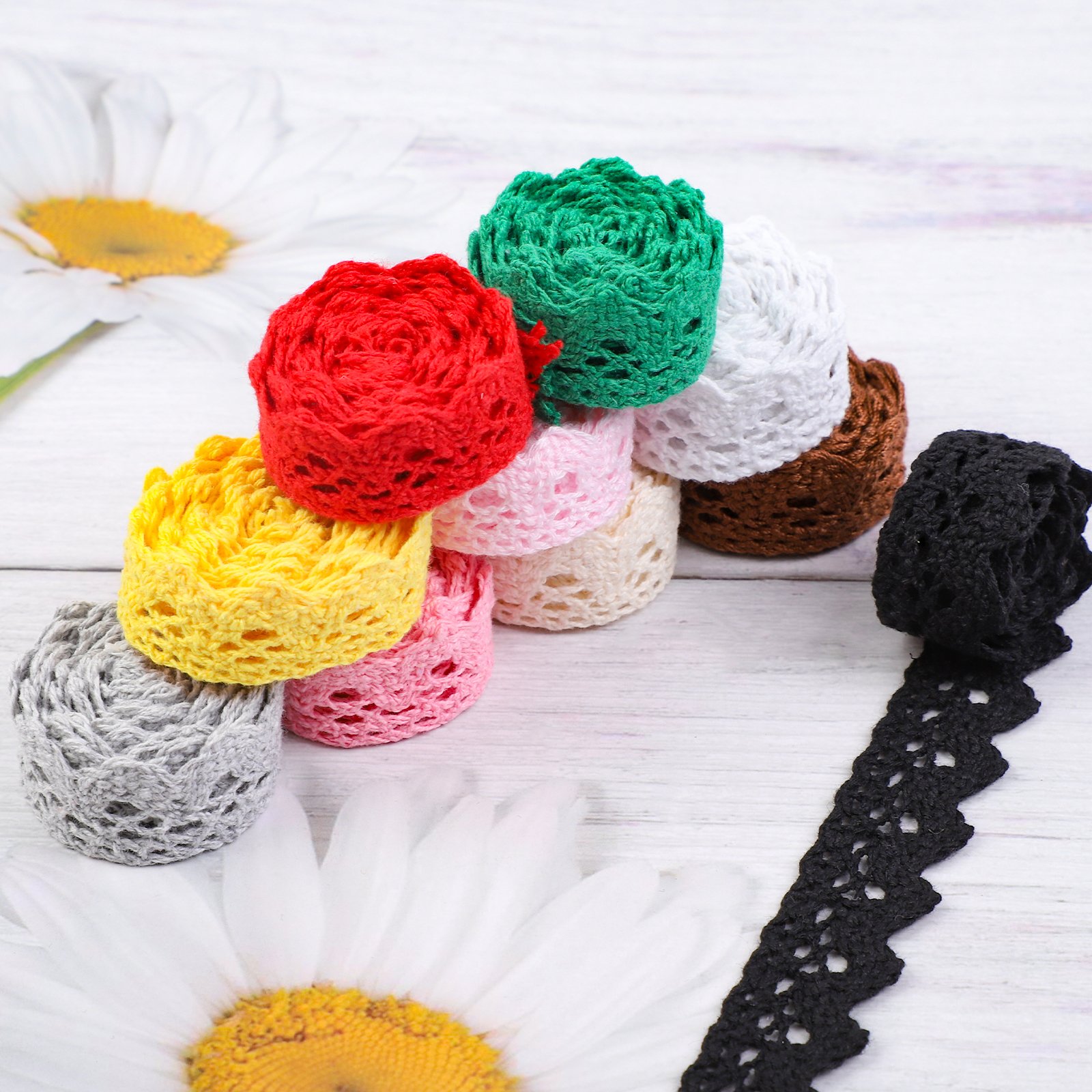 Lace Ribbon Vintage Lace Trim Crochet Cotton Lace Edge for DIY Sewing Wedding Bridal Dress,Costume,Crafts and Sewing