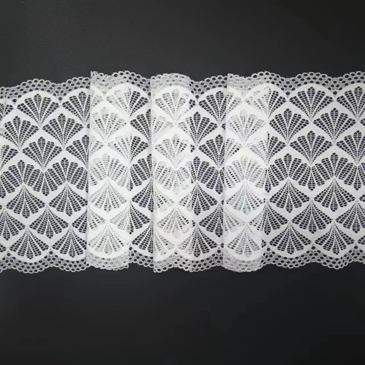 Nylon Spandex Lace Trim Fabrics for Women's Underwear Cheap Elastic Tulle Unique Features White Roll Knitted Customized Size