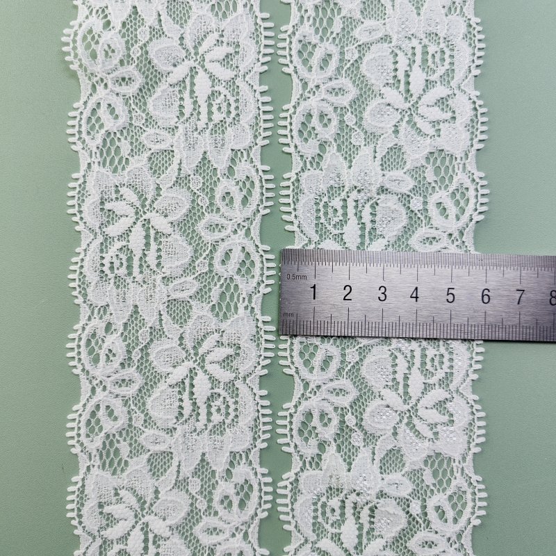 Custom Luxury Nylon Spandex Lace Wide Knitted Nylon Elastic Lace Edge Trims White Lace Fabric Nylon