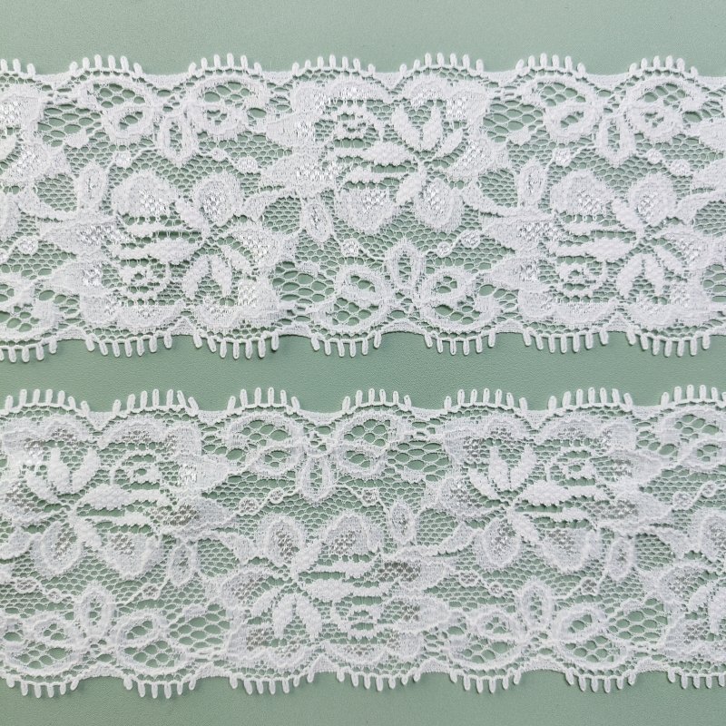 Custom Luxury Nylon Spandex Lace Wide Knitted Nylon Elastic Lace Edge Trims White Lace Fabric Nylon