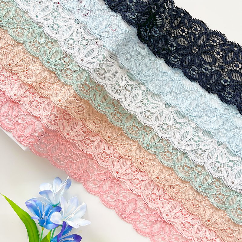 Bridal Supplier French Lace Narrow Stretch 6.0 CM Elastic Lace Trim